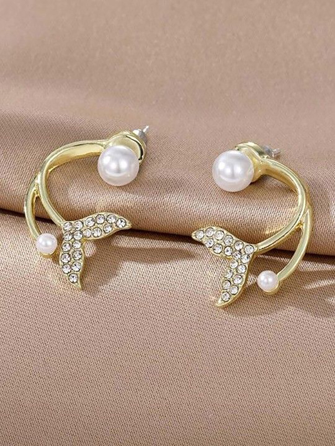 

Softwrap Gold-Plated Beads & Stones Studded Fish Tail Studs
