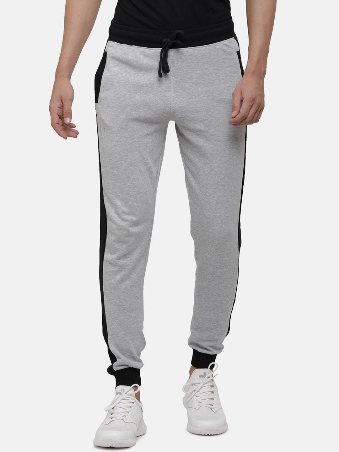

MADSTO Men Slim Fit Cotton Mid Rise Joggers, Grey melange