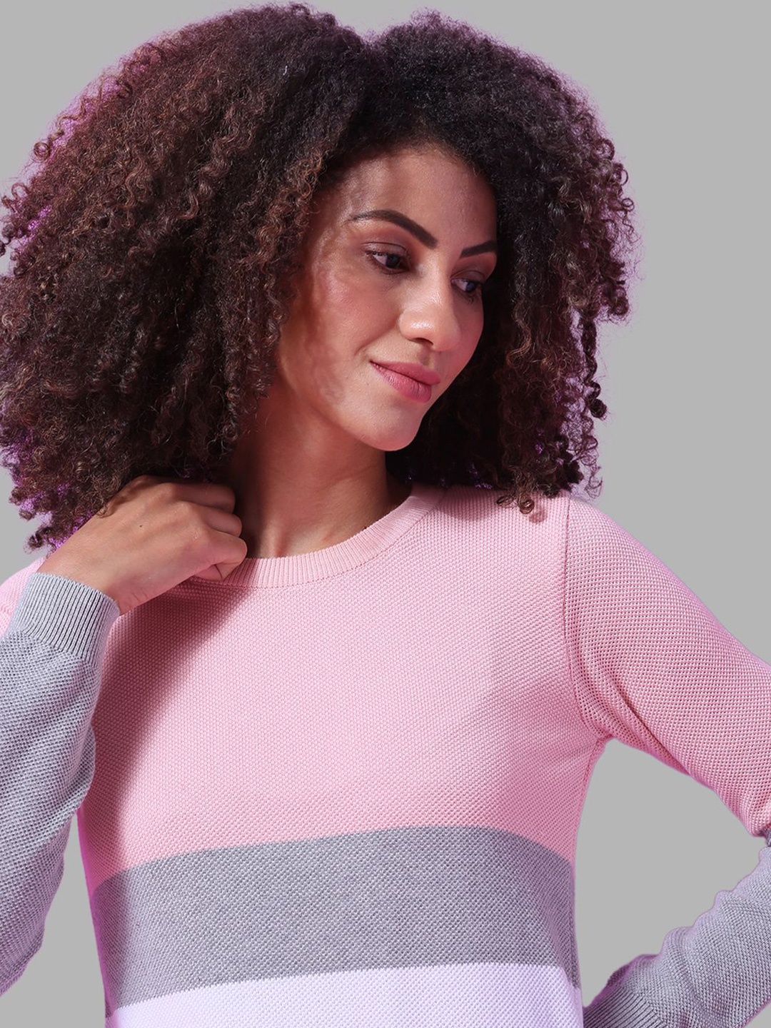 

Campus Sutra Women Colourblocked Cotton Pullover Sweater, White