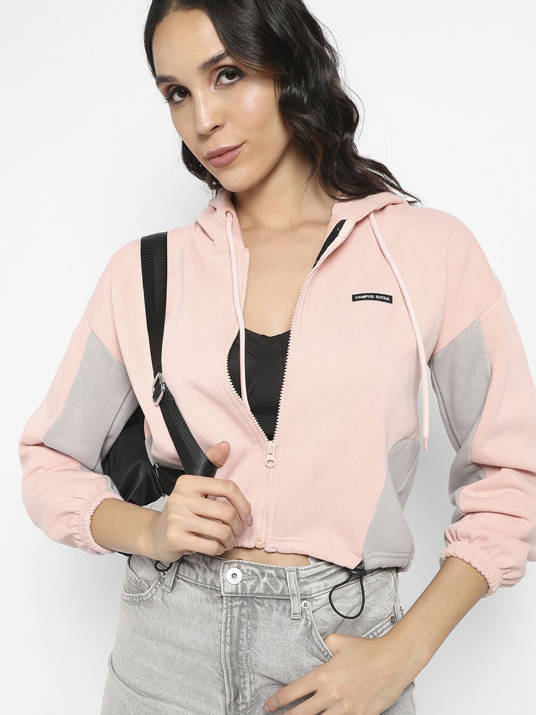 

Campus Sutra Women Hooded Sweatshirt, Pink