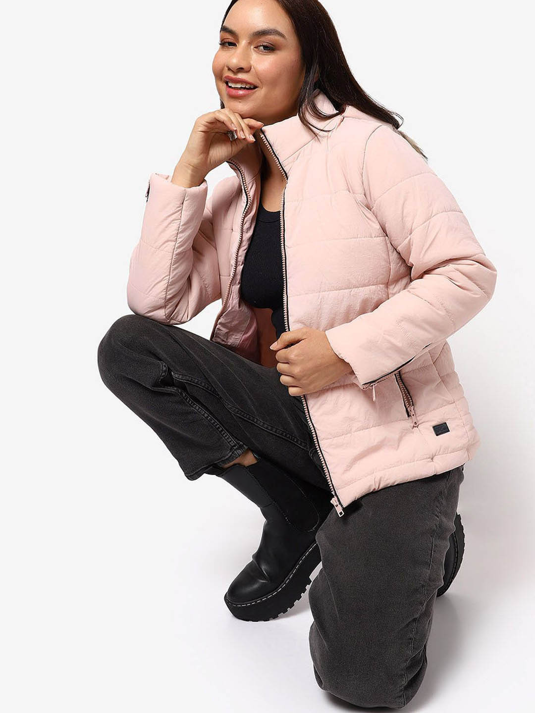 

Campus Sutra Women Lightweight Padded Jacket, Pink