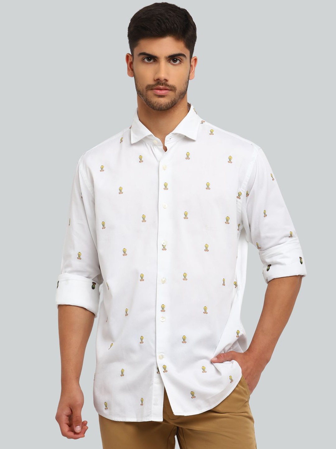 

Givo Men Smart Opaque Printed Casual Shirt, White