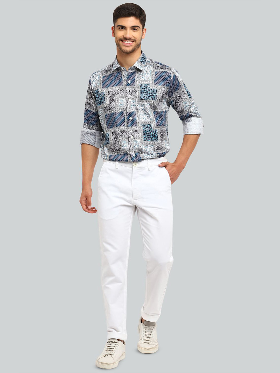 

Givo Men Smart Spread Collar Ethnic Motifs Printed Ethnic Print Cotton Casual Shirt, Blue