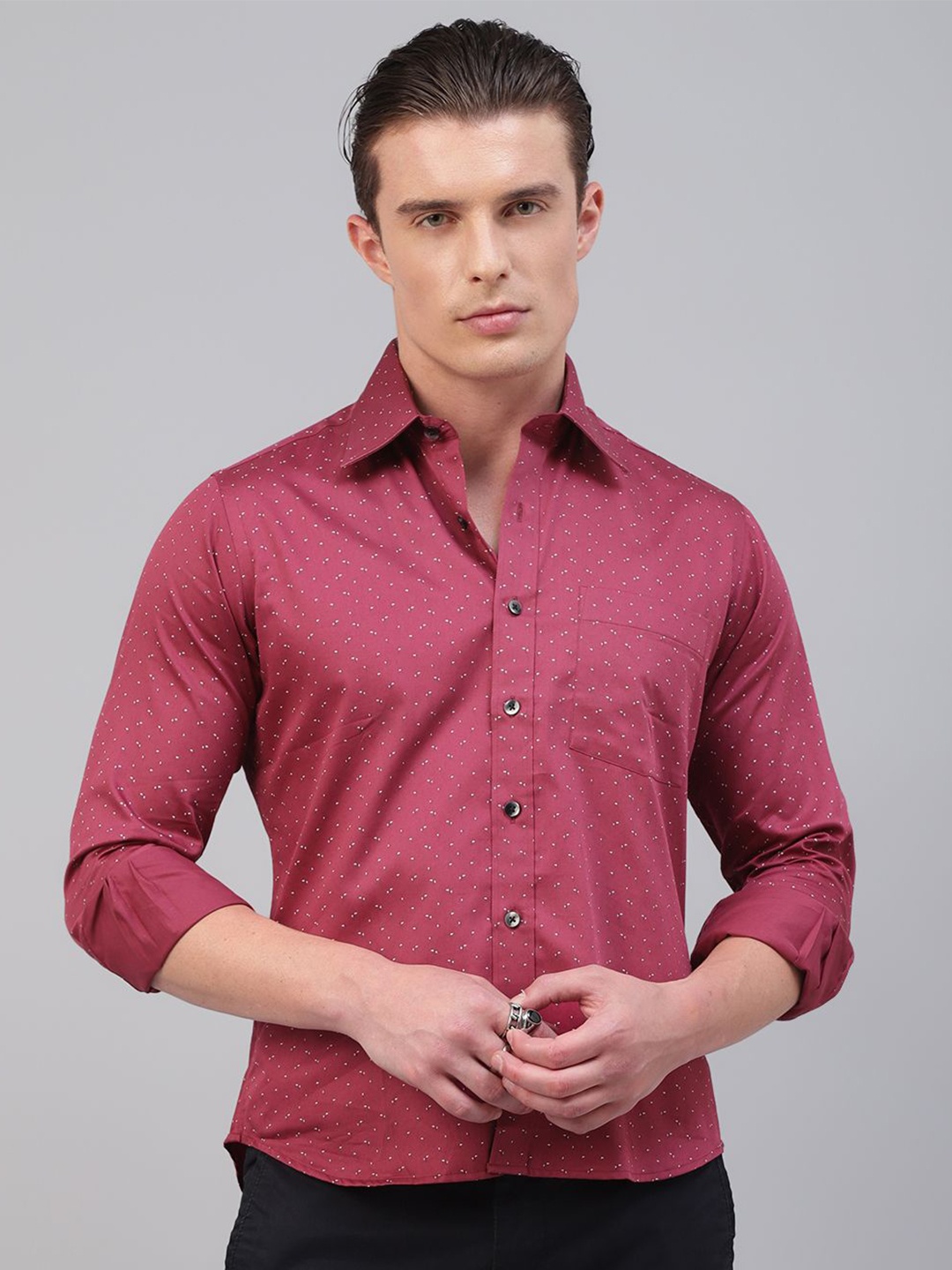 

Givo Men Smart Opaque Printed Casual Shirt, Red
