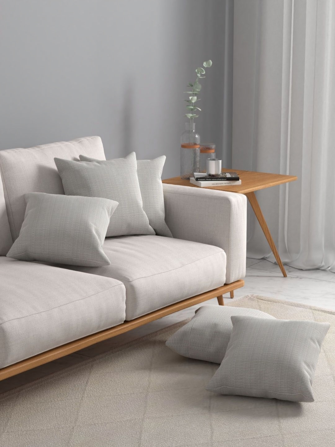 Myntra Elegant Homes Grey 5 Pieces Square Cushion Covers