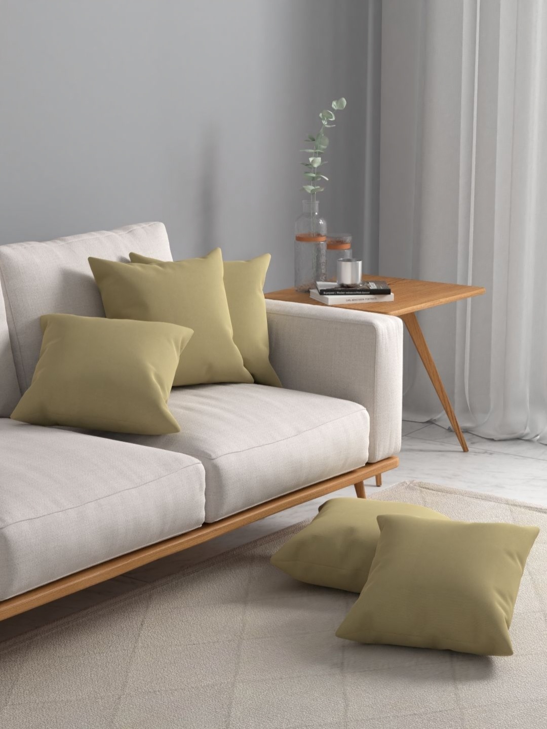 

Myntra Elegant Homes Beige 5 Pieces Square Cushion Covers
