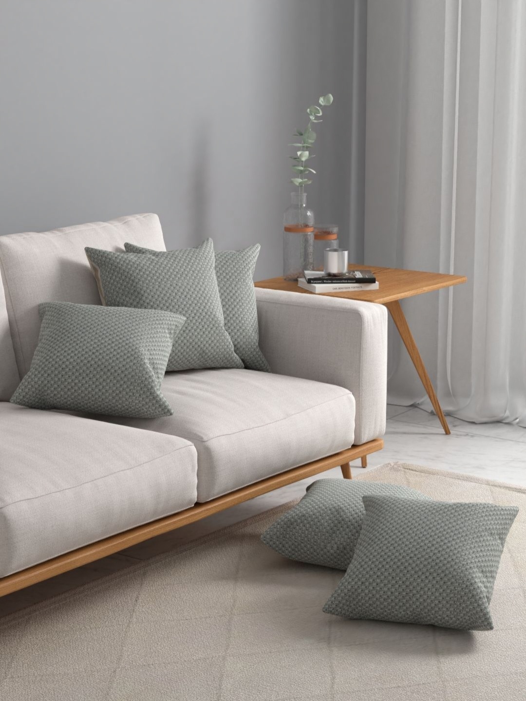 

Myntra Elegant Homes Grey 5 Pieces Self Design Square Cushion Covers