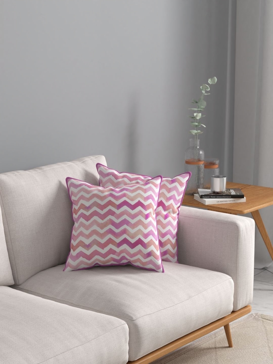 

Myntra Elegant Homes Magenta & White 2 Pieces Geometric Square Cushion Covers