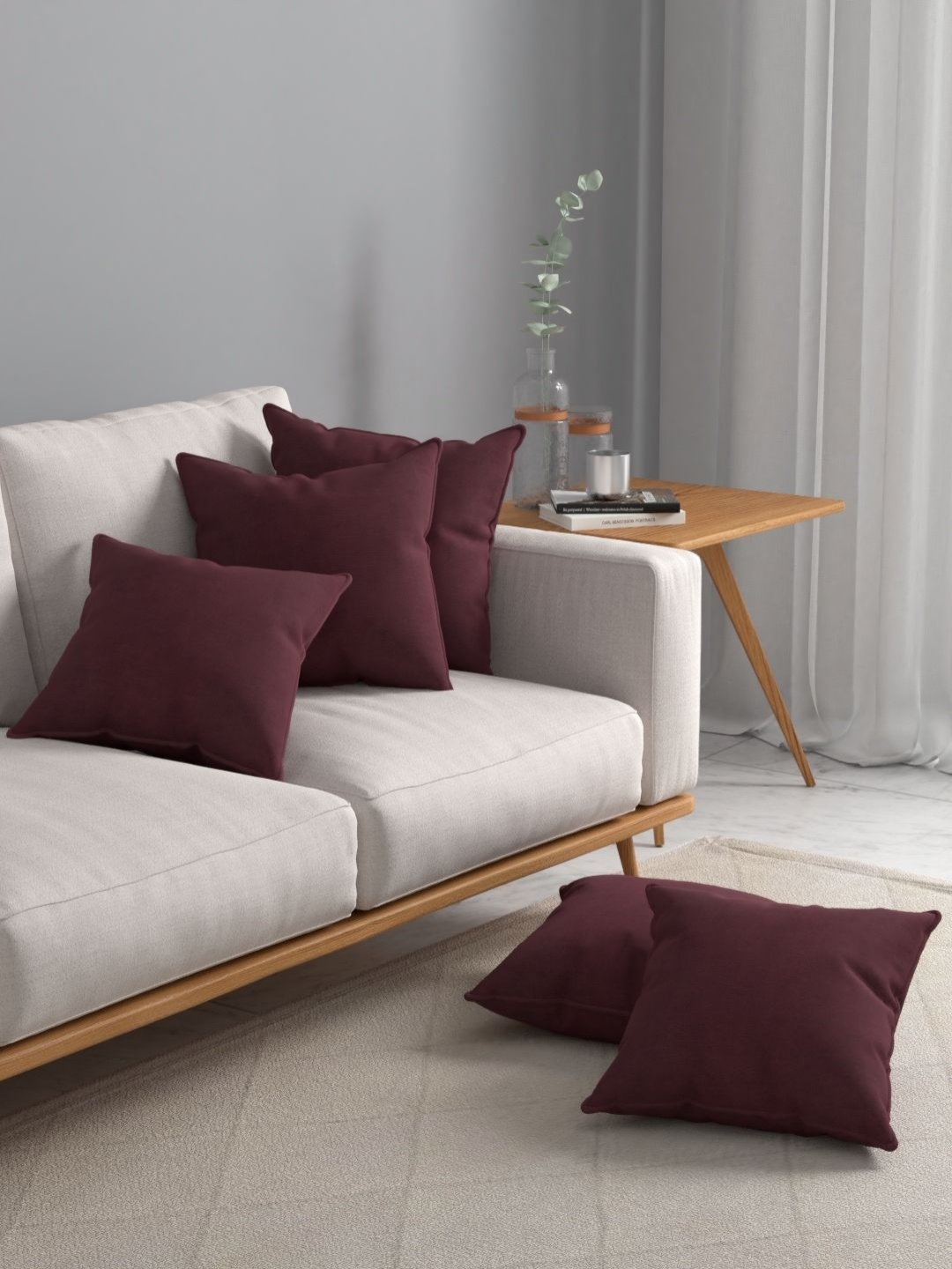

Myntra Elegant Homes Maroon 5 Pieces Velvet Square Cushion Covers