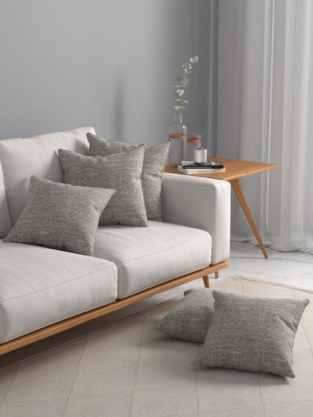 

Myntra Elegant Homes Grey & White 5 Pieces Square Cushion Covers