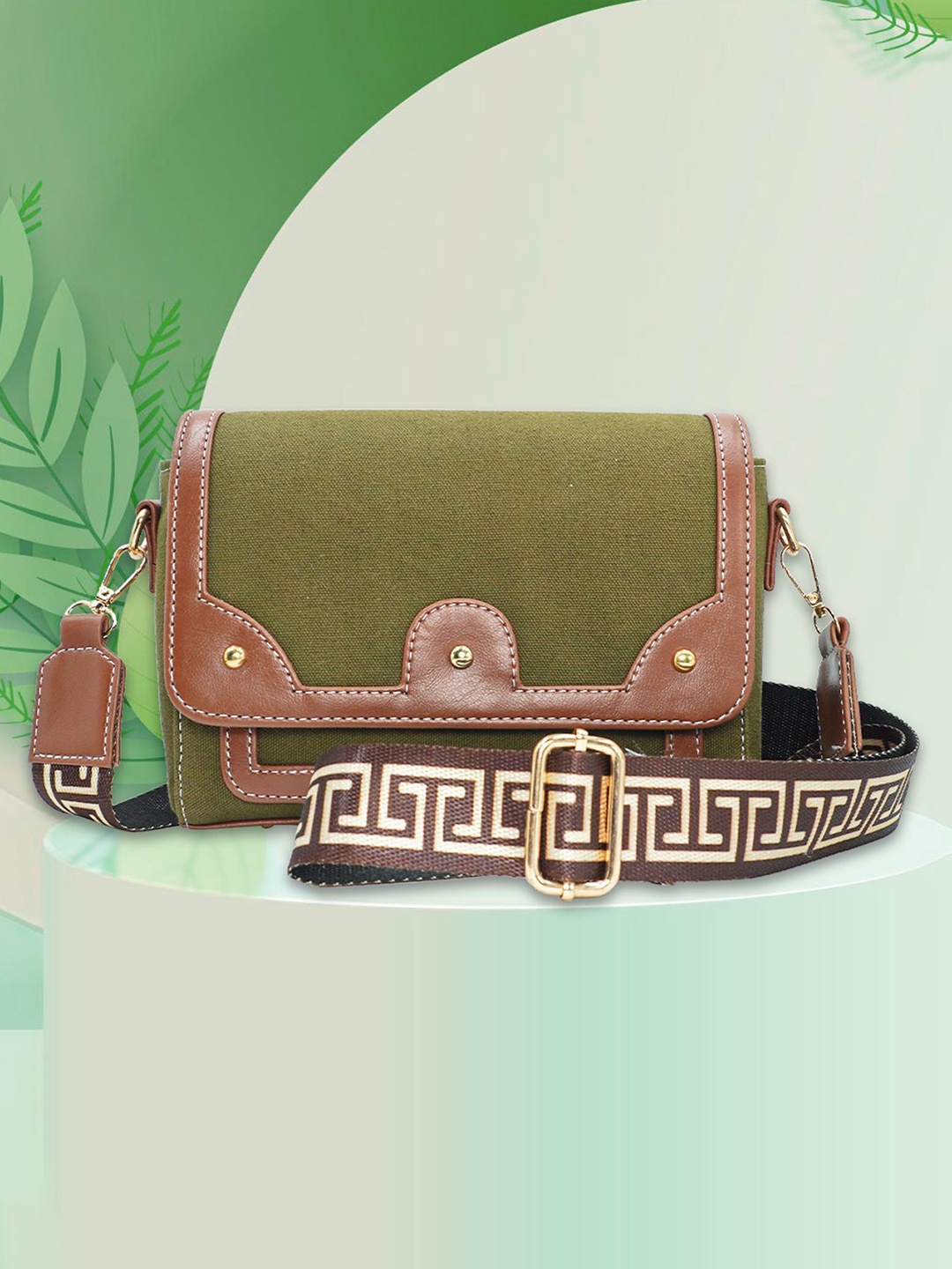 

Womanix Embellished Half Moon Satchel with Tasselled, Green