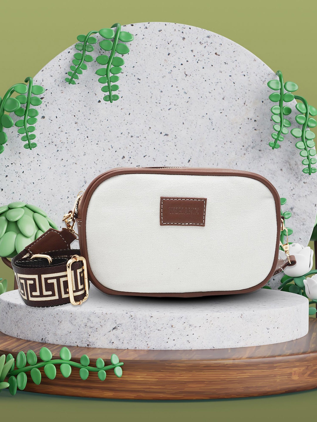 

Womanix Structured Handheld Bag with Tasselled, Beige