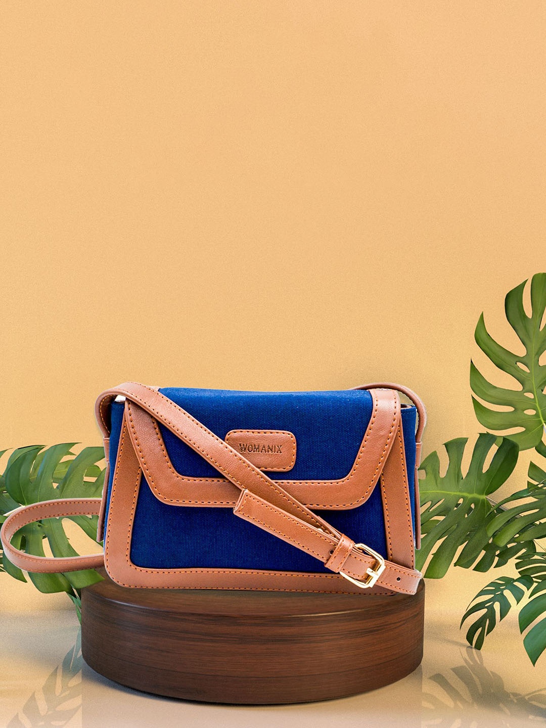 

Womanix Embellished Shopper Sling Bag, Blue