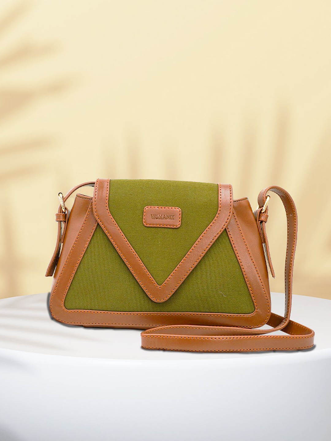 

Womanix Shopper Handheld Bag with Cut Work, Green