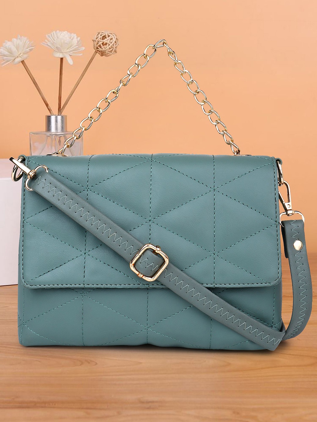 

Womanix Women PU Structured Sling Bag, Green