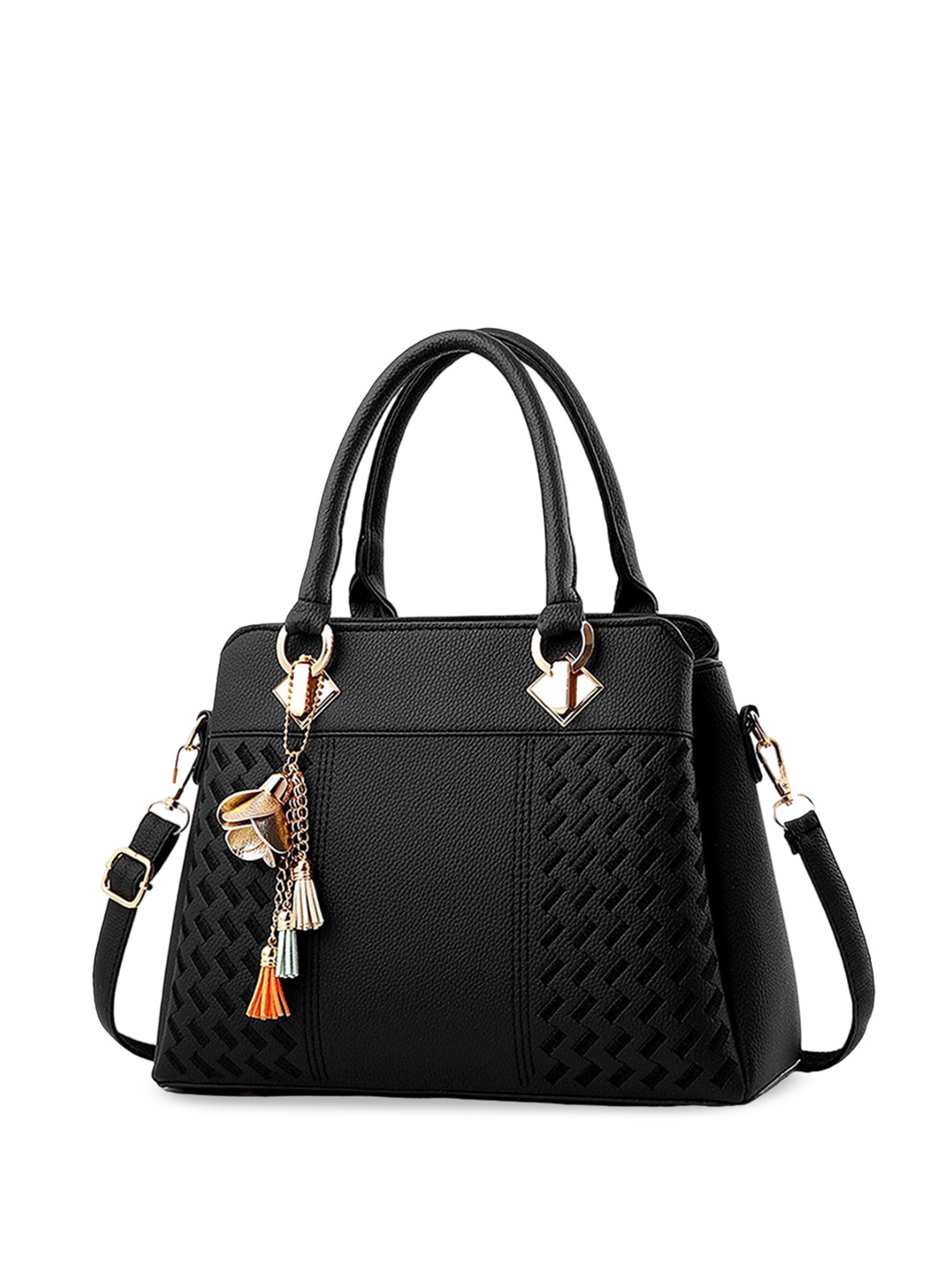 

Womanix PU Structured Handheld Bag with Quilted, Black