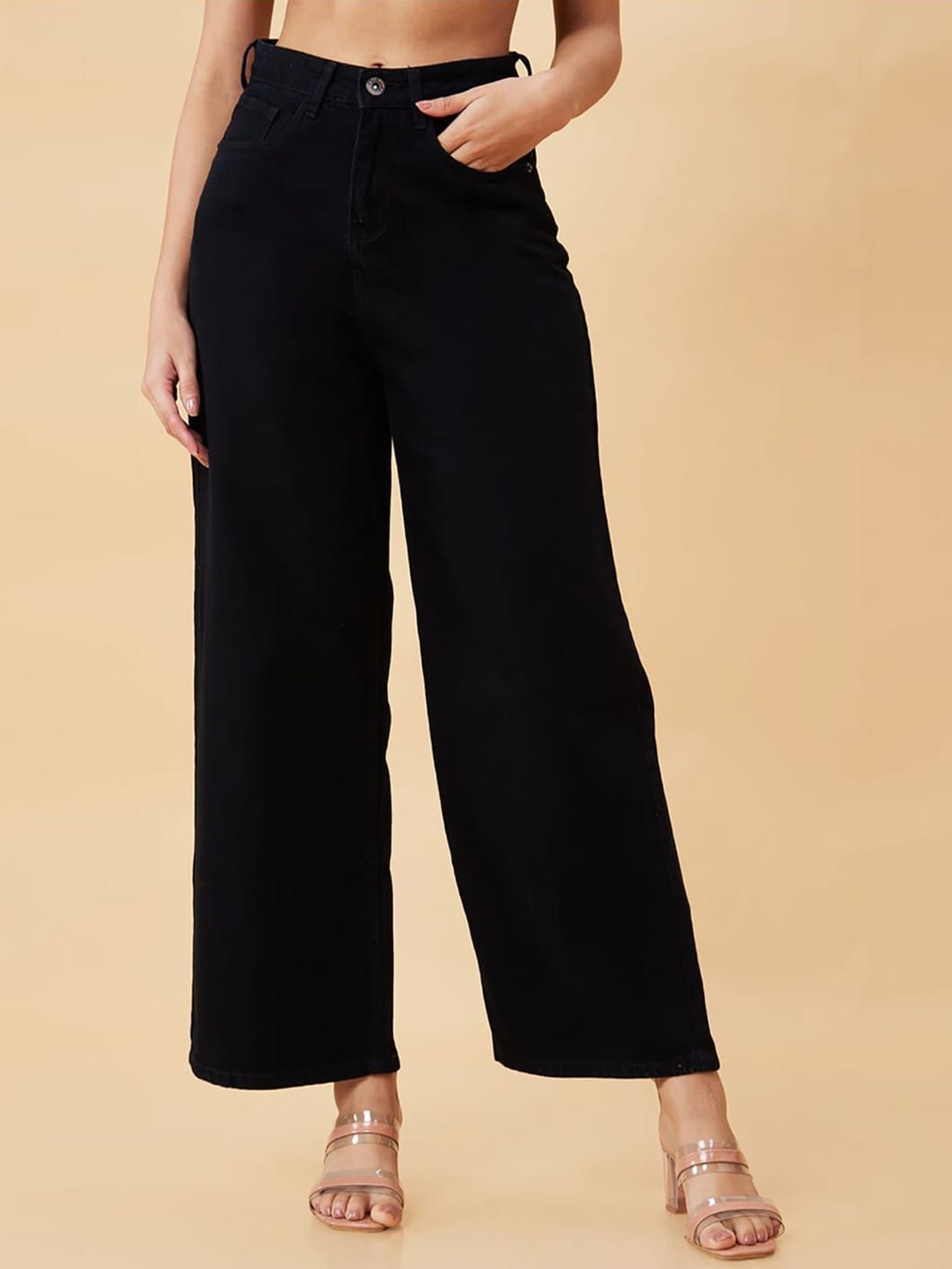 

Perfect Outlet Women Straight Fit High-Rise Stretchable Jeans, Black