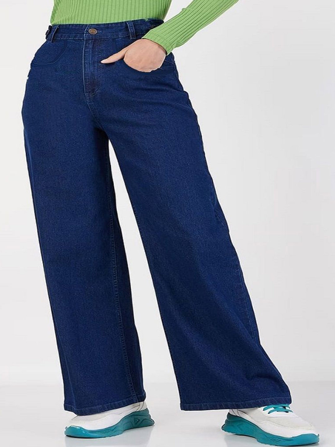 

Perfect Outlet Women Wide Leg High-Rise Clean Look Stretchable Jeans, Blue