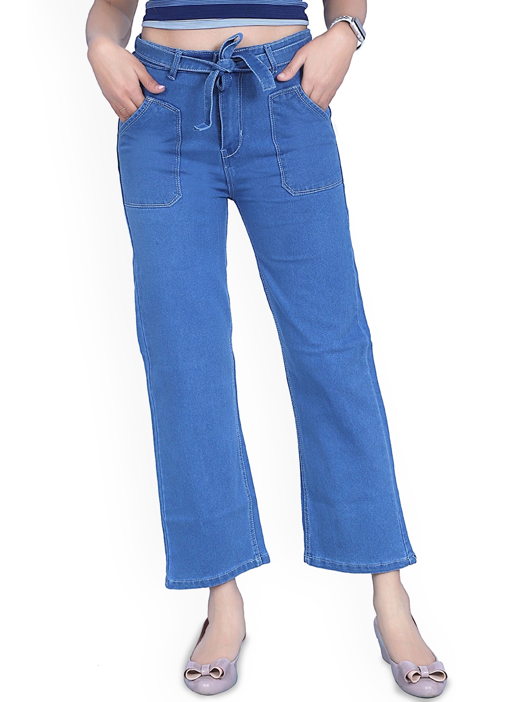 

Perfect Outlet Women Straight Fit High-Rise Stretchable Jeans, Blue