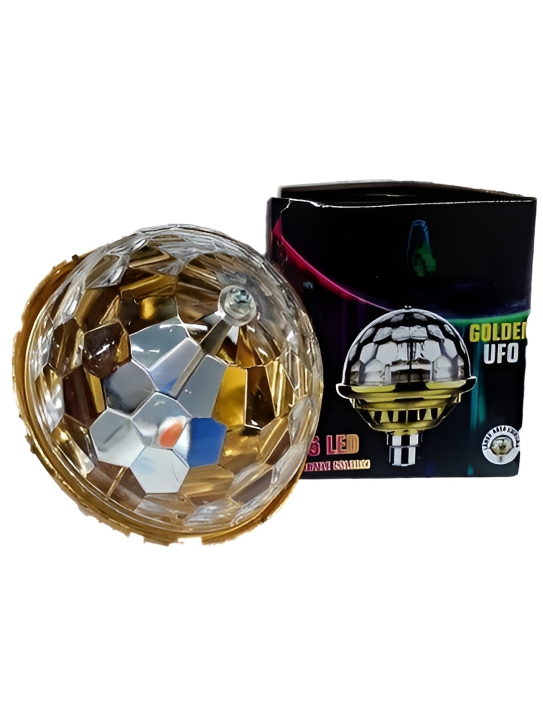 

ENORMITY Yellow & White Textured Disco Ball Bulb, Gold