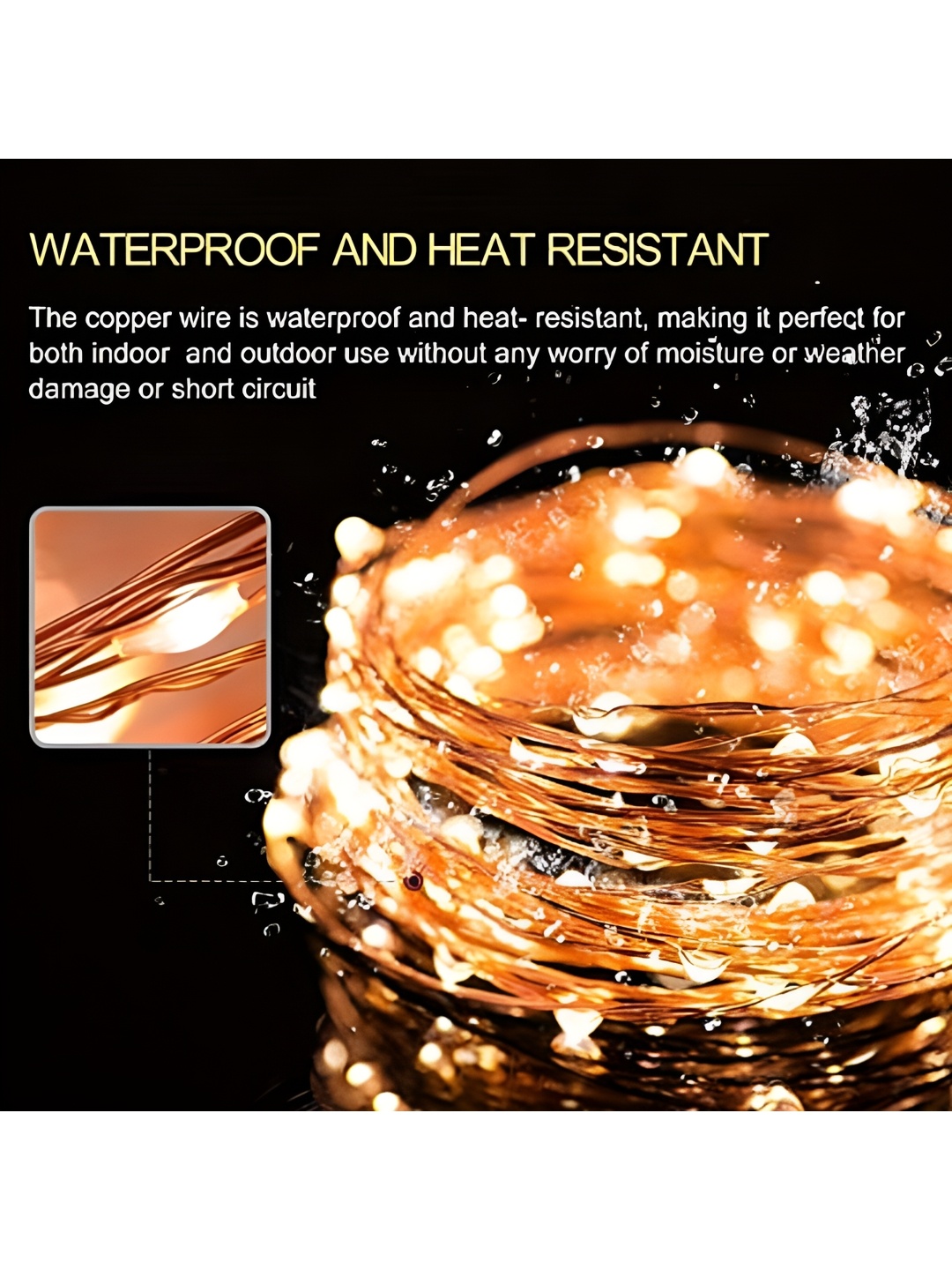 

ENORMITY Gold Toned Rice Shape String Lights