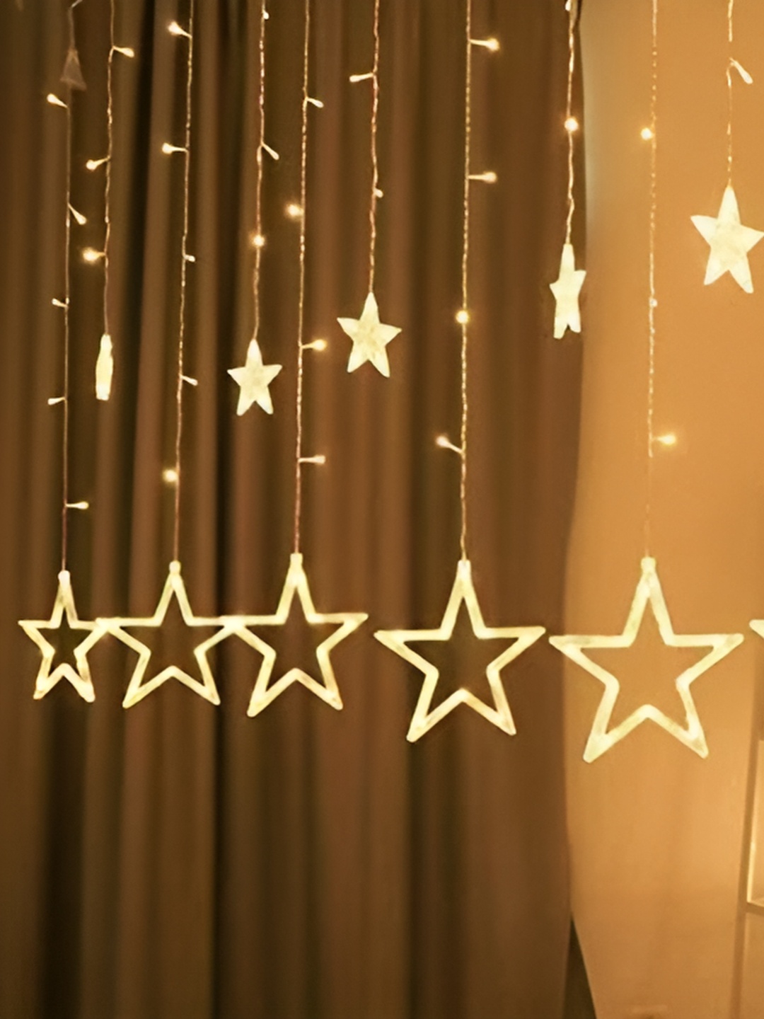 

ENORMITY Yellow 12 Star Shaped LED String Lights, White