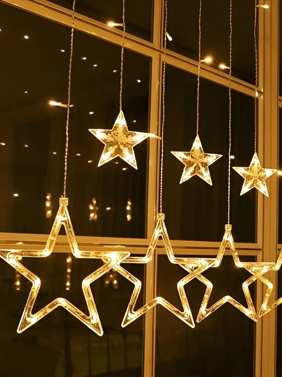 

ENORMITY Yellow & White Star Shape String Lights, Gold