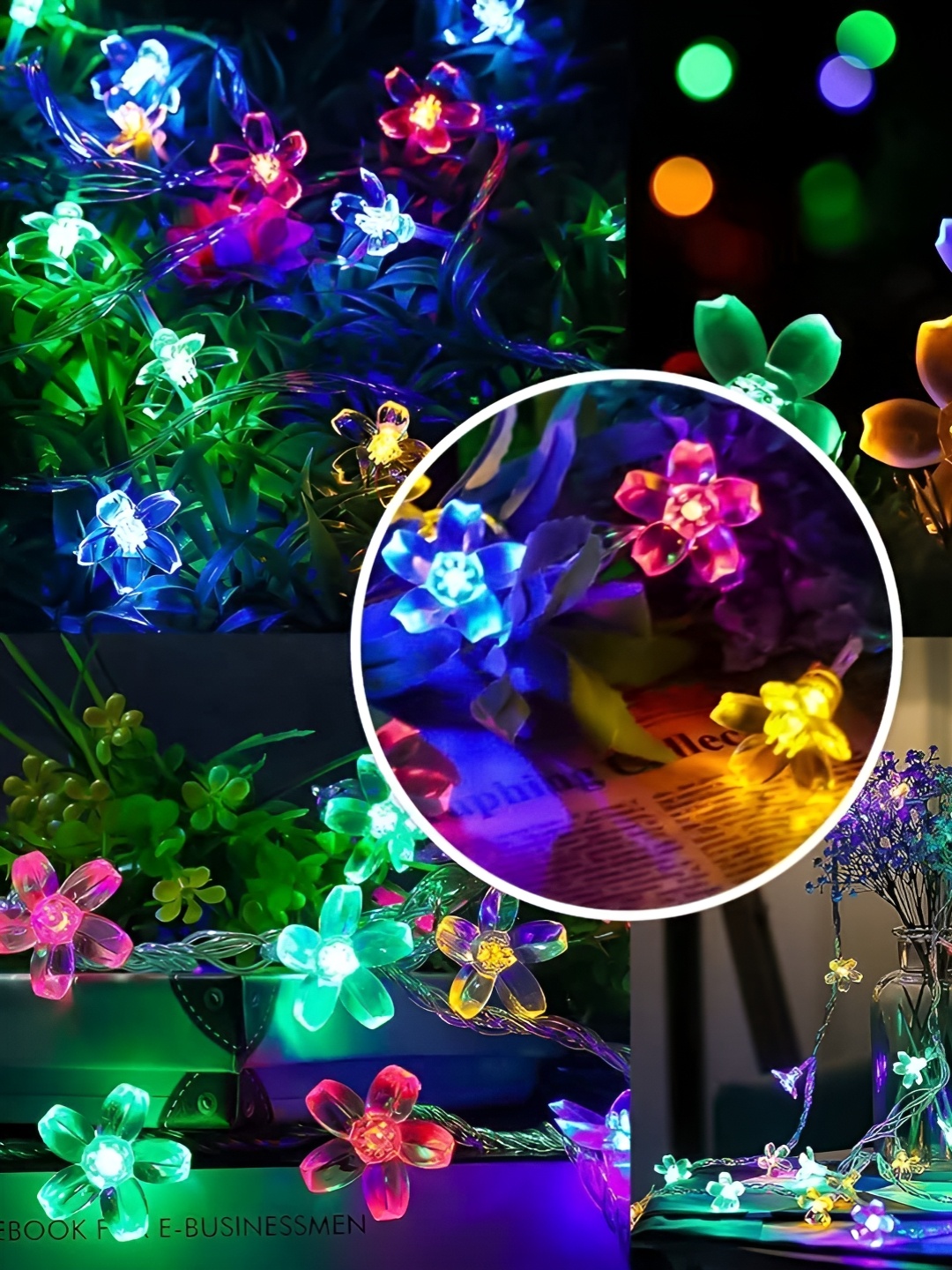 

ENORMITY Blue & Green Flower Shape String Lights