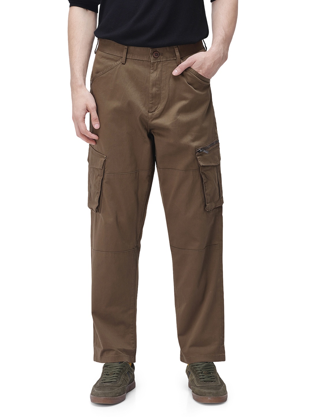 

RARE RABBIT Men Tailored Cargos Trousers, Brown