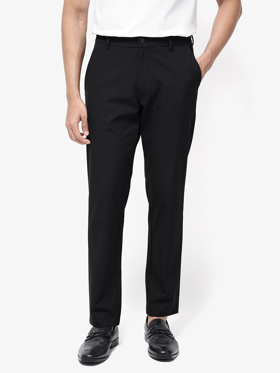 

RARE RABBIT Men Tailored Mid-Rise Trousers, Black