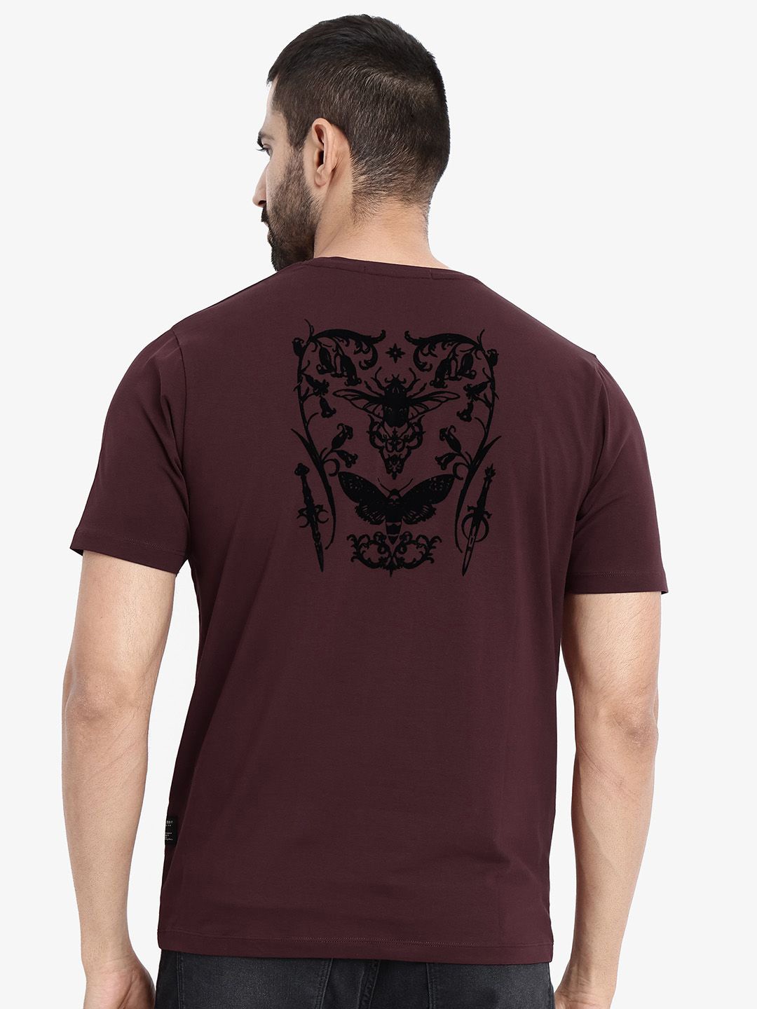 

RARE RABBIT Men Graphic Printed Graphic Print Others Round Neck Cotton T-Shirt, Maroon
