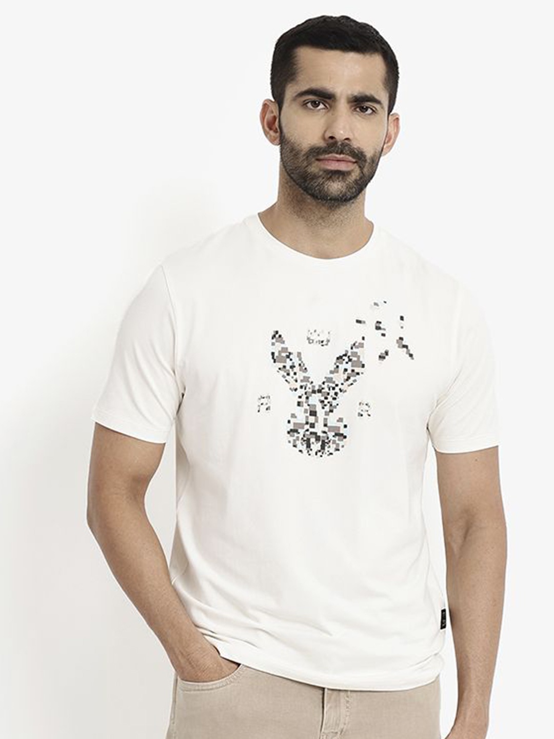 

RARE RABBIT Men Other Printed Graphic Print Others Round Neck Cotton Oversized T-Shirt, Off white