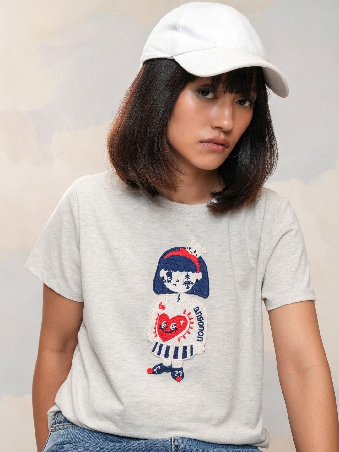 

Street By Tokyo Talkies Women Printed Applique T-shirt, Grey