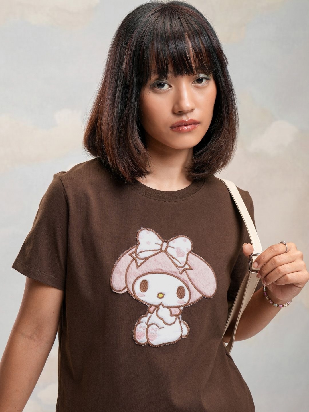 

Street By Tokyo Talkies Women Printed Pockets T-shirt, Coffee brown