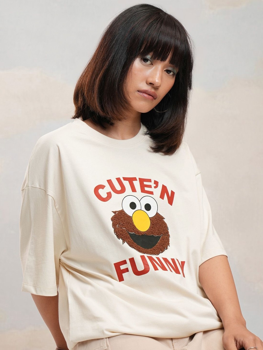 

Street By Tokyo Talkies Women Typography Printed Applique T-shirt, Off white