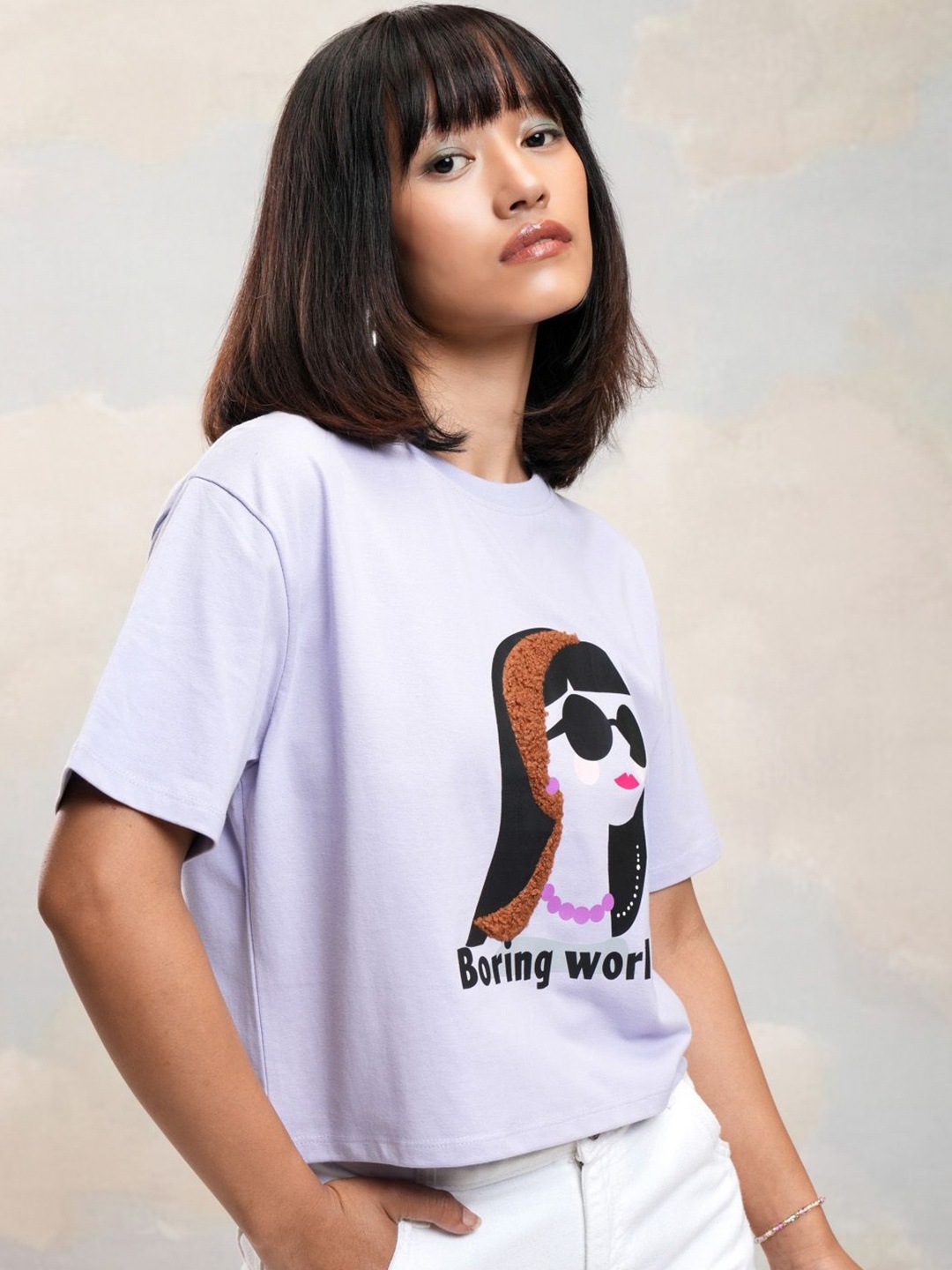 

Street By Tokyo Talkies Women Printed Pockets T-shirt, Purple