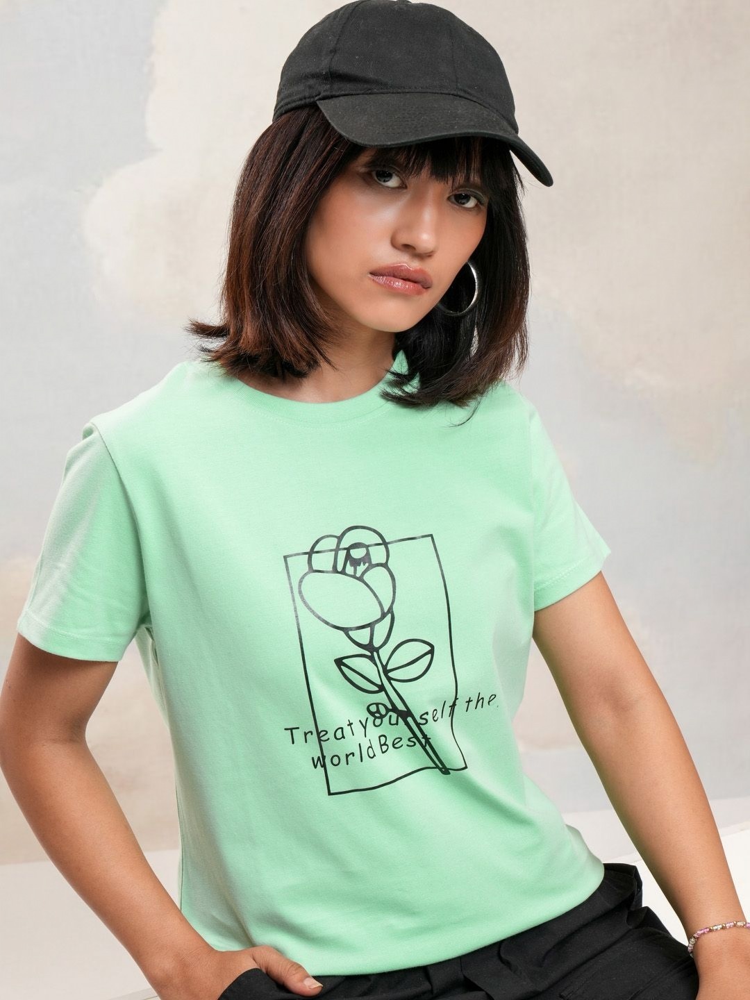 

Street By Tokyo Talkies Women Printed Pockets T-shirt, Green