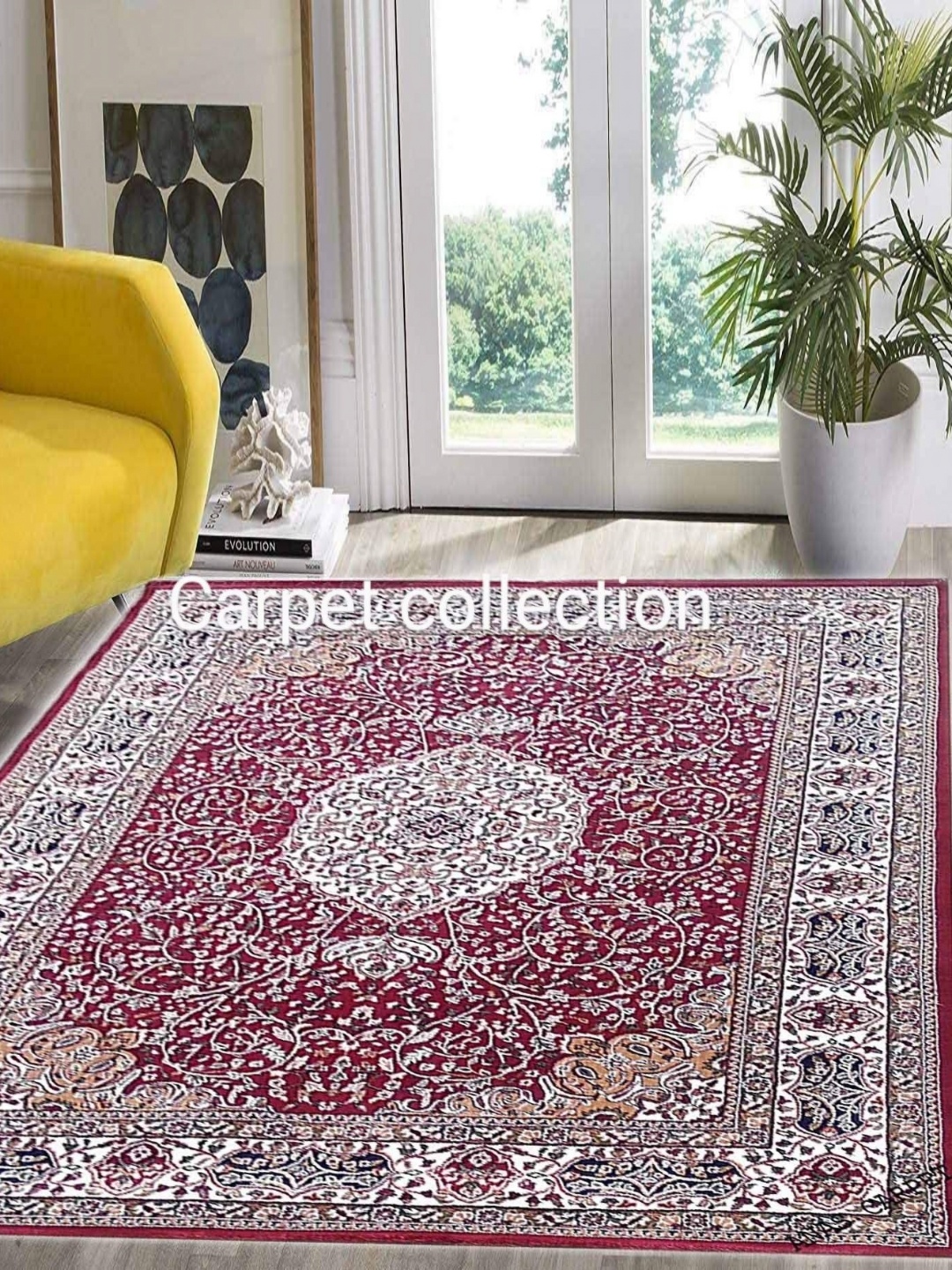 

IMRA CARPET Red Floral Handmade Polypropylene Carpet