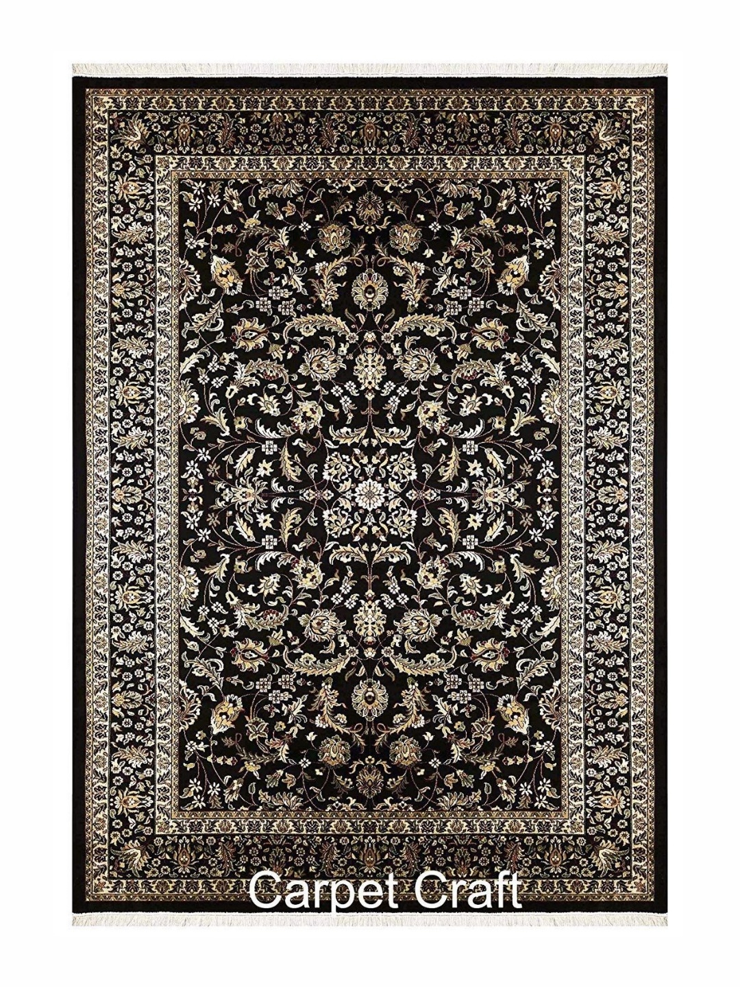 

IMRA CARPET Black & White Floral Printed Rectangular Traditional Carpet