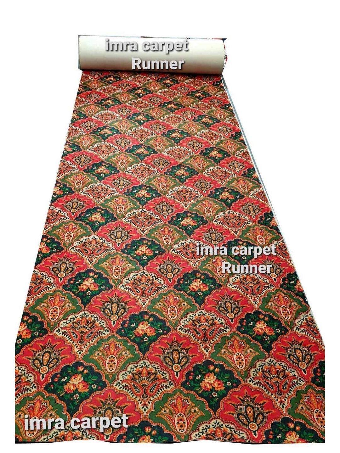 

IMRA CARPET Orange & Green Ethnic Motifs Printed Shaggy Carpet