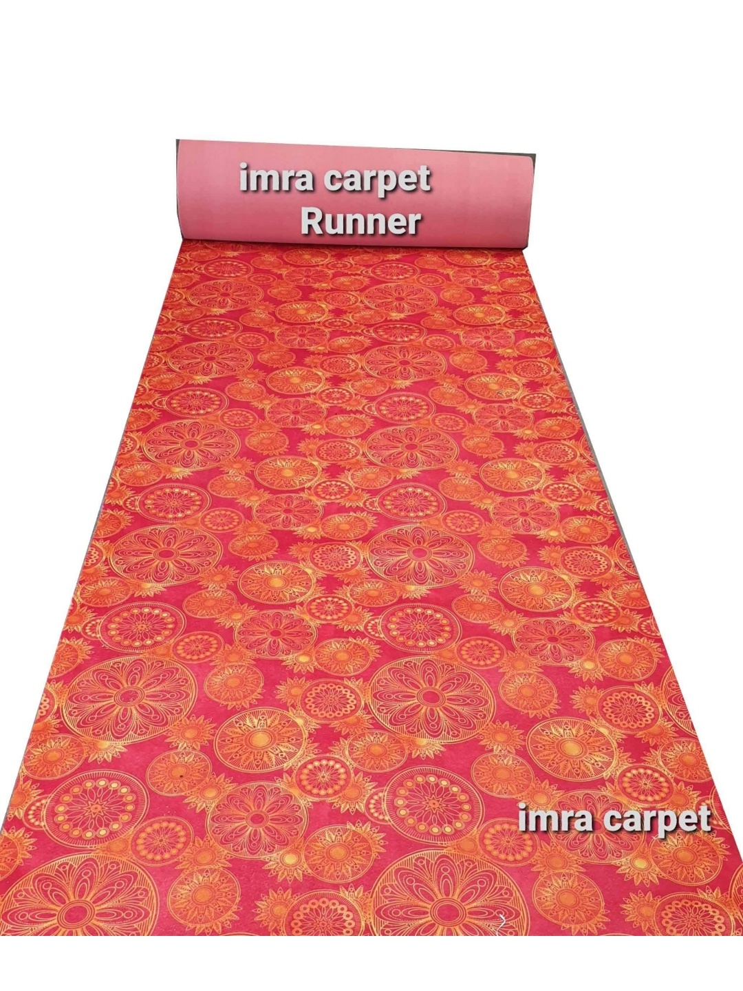 

IMRA CARPET Pink & Beige Floral Rectangle Floor Runner