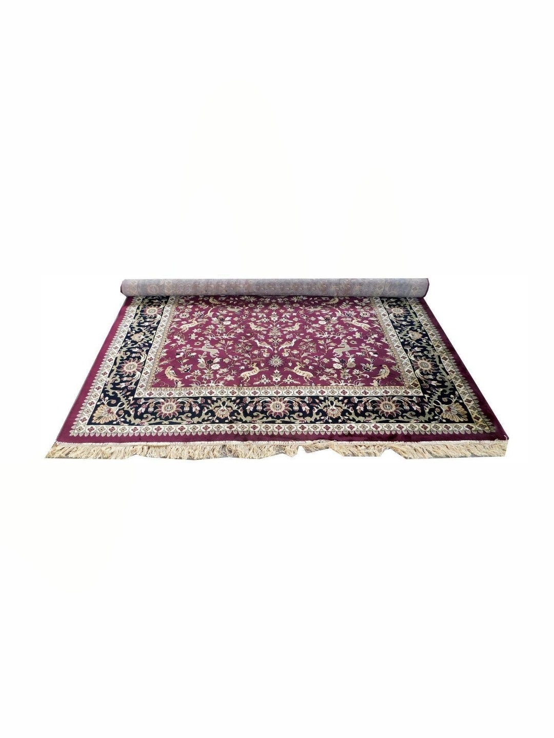 

IMRA CARPET Maroon & Black Floral Shaggy Rectangular Carpet