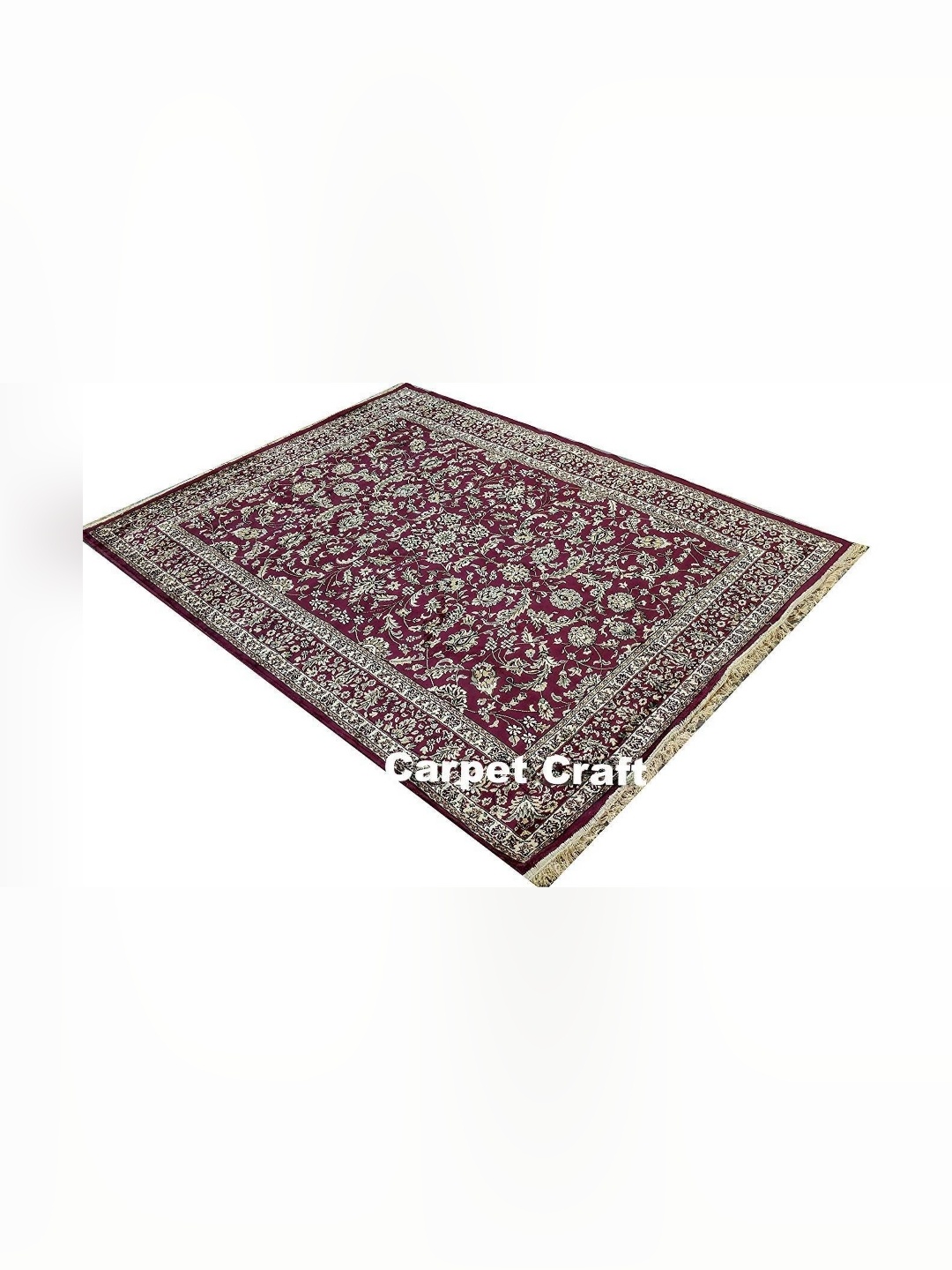 

IMRA CARPET Maroon & Beige Floral Shaggy Rectangular Carpet