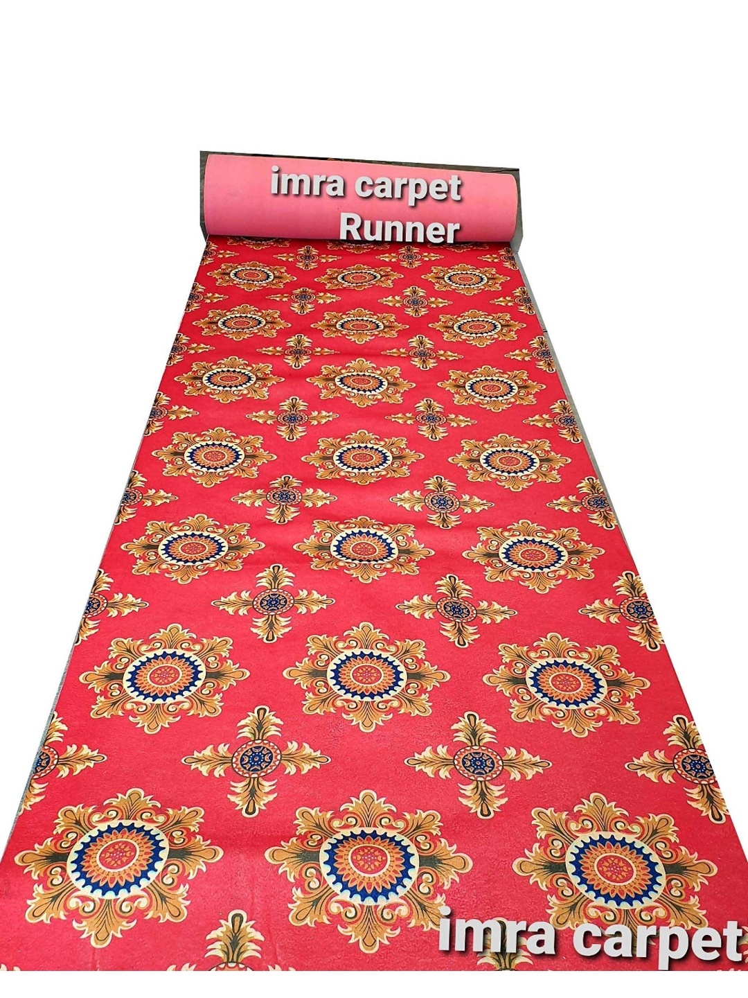 

IMRA CARPET Red & Blue Floral Nylon Rectangle Shaggy Carpet