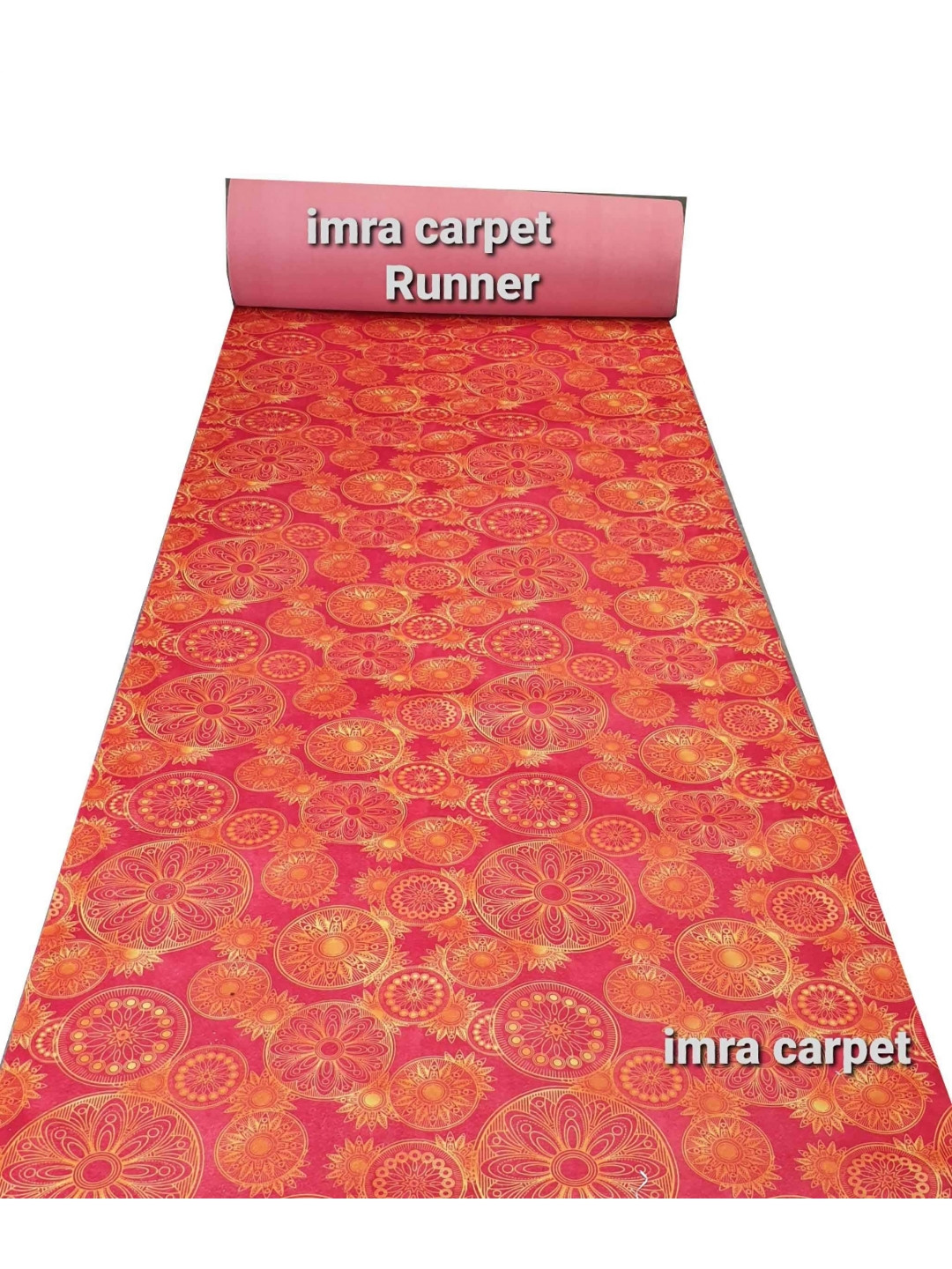 

IMRA CARPET Pink Floral Printed Vintage Carpet