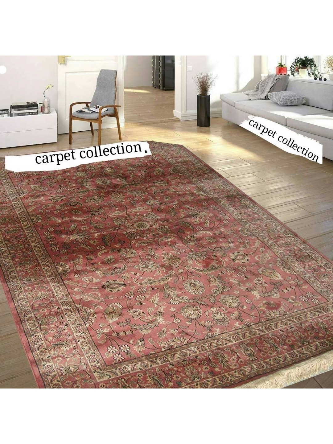 

IMRA CARPET Brown & Green Floral Printed Shaggy Carpet
