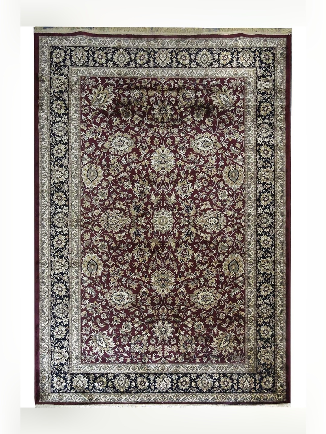 

IMRA CARPET Maroon & Black Floral Shaggy Rectangular Carpet