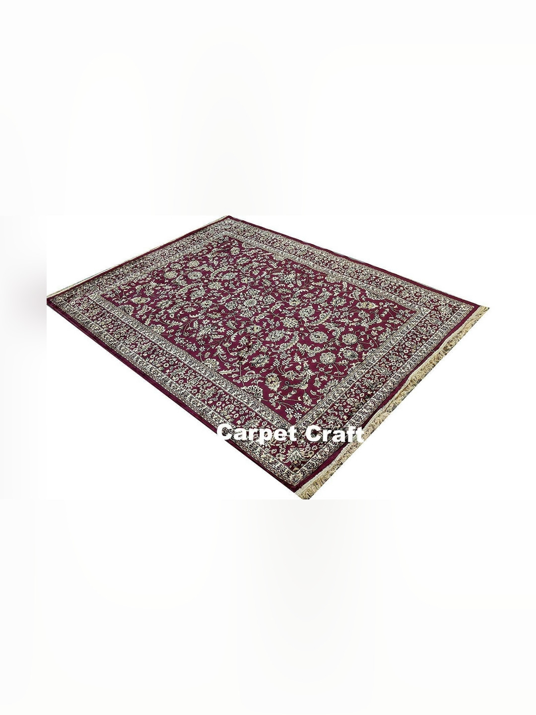 

IMRA CARPET Maroon & Green Floral Rectangle Carpet