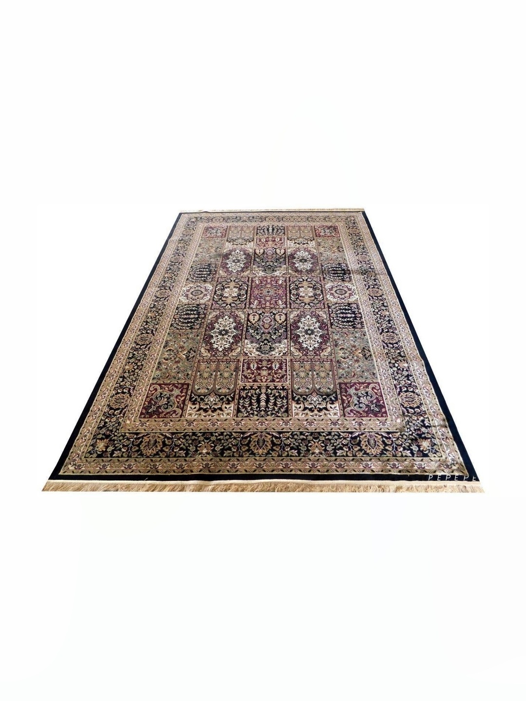 

IMRA CARPET Black & Brown Floral Rectangle Carpet