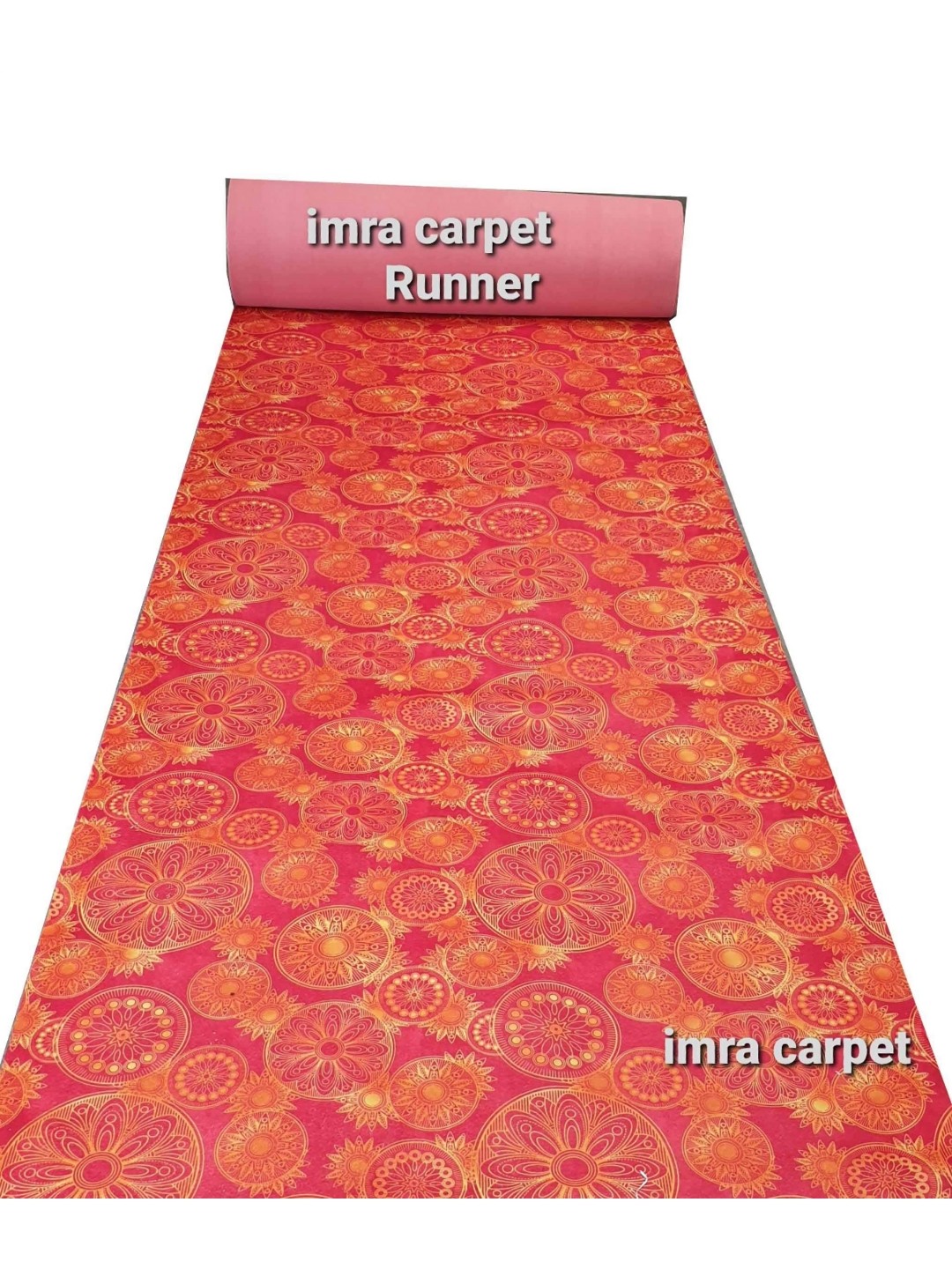 

IMRA CARPET Pink & Beige Floral Printed Carpet
